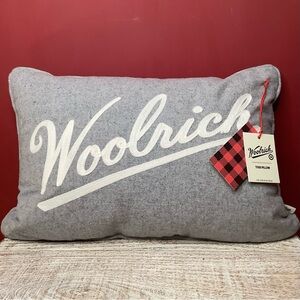 Woolrich Gray Pillow With Cream Logo Script